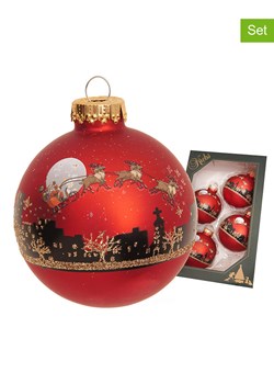 Krebs Glas Lauscha Bombki (4 szt.) w kolorze czerwonym - Ø 7 cm ze sklepu Limango Polska w kategorii Dekoracje bożonarodzeniowe - zdjęcie 188162269
