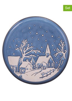 Villa d´Este Talerze obiadowe (6 szt.) "Winter Village" w kolorze niebieskim - Ø 26,5 cm ze sklepu Limango Polska w kategorii Naczynia - zdjęcie 188163089