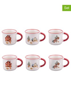 Villa d´Este Filiżanki (6 szt.) "Winter Village" w kolorze biało-czerwonym do kawy  - 90 ml ze sklepu Limango Polska w kategorii Dzbanki i zaparzacze - zdjęcie 188163155