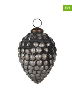 Clayre &amp; Eef Bombki (2 szt.) w kolorze srebrno-czarnym - wys. 11 x Ø 8 cm ze sklepu Limango Polska w kategorii Dekoracje bożonarodzeniowe - zdjęcie 188164436