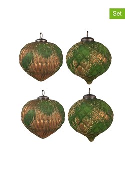 Clayre &amp; Eef Bombki (4 szt.) w kolorze złoto-zielonym - Ø 15 cm ze sklepu Limango Polska w kategorii Dekoracje bożonarodzeniowe - zdjęcie 188164446