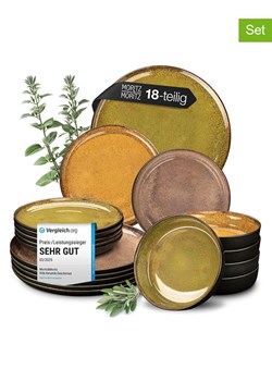 Moritz &amp; Moritz 18-częściowy zestaw talerzy "Vida" w kolorze żółto-zielonym ze sklepu Limango Polska w kategorii Naczynia - zdjęcie 188168569