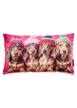Magma Heimtex Poduszka "Crazy Dachshund" w kolorze różowym - 30 x 50 cm ze sklepu Limango Polska w kategorii Poduszki dekoracyjne - zdjęcie 188168908