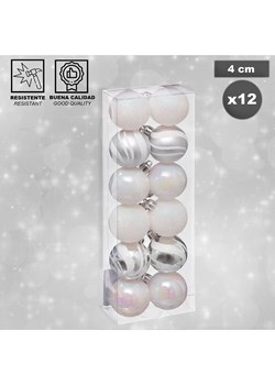 WellHome Bombki (12 szt.) w kolorze srebrno-białym - Ø 4 cm ze sklepu Limango Polska w kategorii Dekoracje bożonarodzeniowe - zdjęcie 188170165