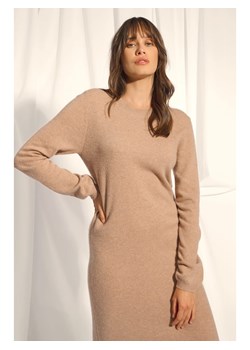 Just Cashmere Kaszmirowa sukienka "Lina" w kolorze beżowym ze sklepu Limango Polska w kategorii Sukienki - zdjęcie 188172419