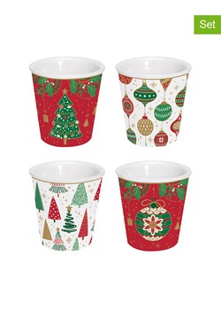 Easy Life Kubki (4 szt.) "Jingle Bells" w kolorze czerwono-biało-zielonym - 100 ml ze sklepu Limango Polska w kategorii Kubki - zdjęcie 188174285