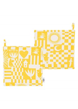 Moomin Łapki kuchenne (2 szt.) "Party" w kolorze żółtym - 22 x 22 cm ze sklepu Limango Polska w kategorii Tekstylia kuchenne - zdjęcie 188177297