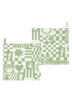 Moomin Łapki kuchenne (2 szt.) "Party" w kolorze zielonym- 22 x 22 cm ze sklepu Limango Polska w kategorii Tekstylia kuchenne - zdjęcie 188177298