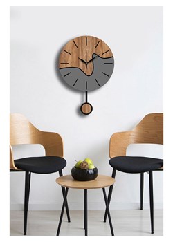 ABERTO DESIGN Zegar ścienny w kolorze jasnobrązowo-szarym - Ø 39 cm ze sklepu Limango Polska w kategorii Zegary - zdjęcie 188189269