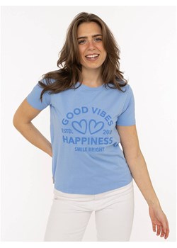 Zwillingsherz Koszulka "Happiness Vibes" w kolorze błękitnym ze sklepu Limango Polska w kategorii Bluzki damskie - zdjęcie 188192695