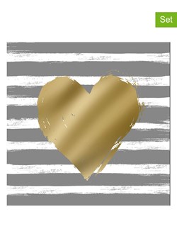 ppd Serwetki (40 szt.) "Heart &amp; Stripes" w kolorze złoto-szarym ze sklepu Limango Polska w kategorii Akcesoria kuchenne - zdjęcie 188194727
