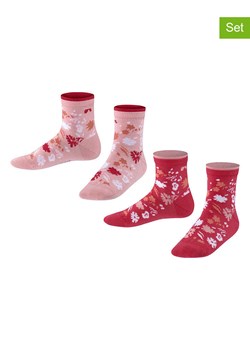 ESPRIT Skarpety (2 pary) "Sweet Flower" w kolorze jasnoróżowo-czerwonym ze sklepu Limango Polska w kategorii Skarpetki dziecięce - zdjęcie 188202429