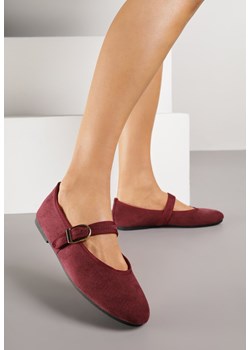 Bordowe Balerinki Mary Jane z Klamrą Zaurg ze sklepu renee.pl w kategorii Balerinki - zdjęcie 188219479