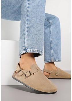 Ciemnobeżowe Sandały Typu Chodaki z Klamrami Silvermore ze sklepu renee.pl w kategorii Sandały damskie - zdjęcie 188219596