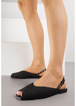 Czarne Sandały z Plecionką i Metalicznymi Ozdobami Crowstrider ze sklepu renee.pl w kategorii Sandały damskie - zdjęcie 188219677