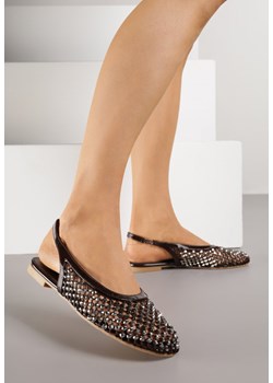 Brązowe Sandały Lakierowane Ozdobione Cyrkoniami Yesmenor ze sklepu renee.pl w kategorii Sandały damskie - zdjęcie 188219785