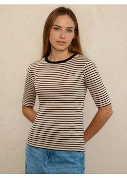 Sinsay - Bawełniana koszulka w paski - kremowy ze sklepu Sinsay w kategorii Bluzki damskie - zdjęcie 188220589