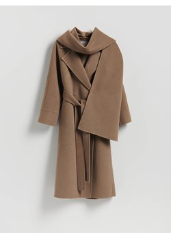 Reserved - Płaszcz handmade z odpinanym szalem - beżowy ze sklepu Reserved w kategorii Płaszcze damskie - zdjęcie 188223487