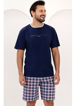 Bawełniana piżama męska granatowa 502, Kolor granatowy-wzór, Rozmiar M, Regina ze sklepu Primodo w kategorii Piżamy męskie - zdjęcie 188227769