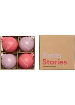 Design Letters Bombki (4 szt.) "XMAS Stories" w kolorze różowo-fioletowym - Ø 4 cm ze sklepu Limango Polska w kategorii Dekoracje bożonarodzeniowe - zdjęcie 188227848