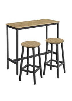 Industrialny stół barowy z 2 stołkami dąb artisan - Vega 4X ze sklepu Edinos.pl w kategorii Stoły - zdjęcie 188228448