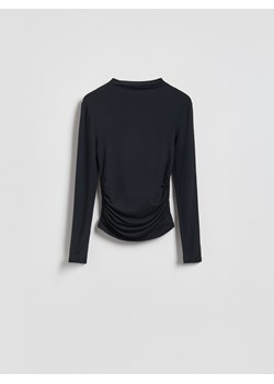 Reserved - Longsleeve z marszczeniami - czarny ze sklepu Reserved w kategorii Bluzki damskie - zdjęcie 188229957