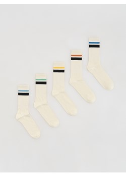 Reserved - 5 pack długich skarpet - złamana biel ze sklepu Reserved w kategorii Skarpetki męskie - zdjęcie 188230107