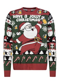 Sublevel Sweter w kolorze ciemnozielono-czerwonym ze sklepu Limango Polska w kategorii Swetry męskie - zdjęcie 188239166