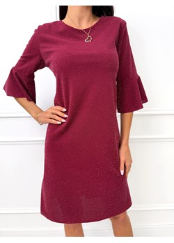 Bordowa Połyskująca Sukienka ze sklepu ModnaKiecka.pl w kategorii Sukienki - zdjęcie 188244097
