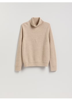 Reserved - Wełniany sweter z golfem - beżowy ze sklepu Reserved w kategorii Swetry męskie - zdjęcie 188244195