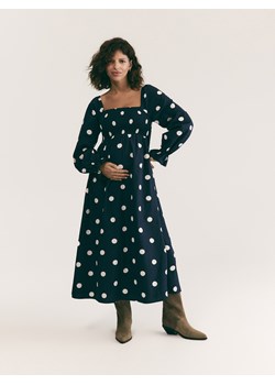 Reserved - Bawełniana sukienka w groszki - granatowy ze sklepu Reserved w kategorii Sukienki - zdjęcie 188244197