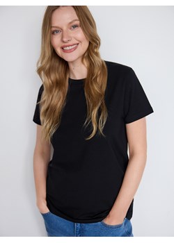 Reserved - Bawełniany t-shirt regular - czarny ze sklepu Reserved w kategorii Bluzki damskie - zdjęcie 188244299