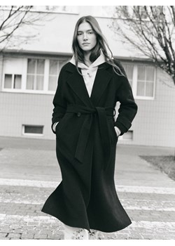 Reserved - Płaszcz handmade z wełną - granatowy ze sklepu Reserved w kategorii Płaszcze damskie - zdjęcie 188244329