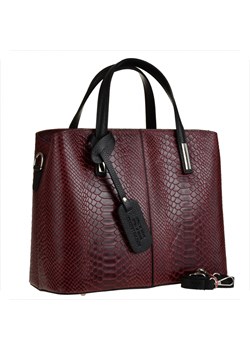 Torebka skórzana kuferek wzór wężowej skóry bordowa l ze sklepu melon.pl w kategorii Kuferki - zdjęcie 188246867