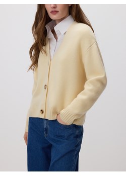 Reserved - Wełniany kardigan - jasnożółty ze sklepu Reserved w kategorii Swetry damskie - zdjęcie 188247279