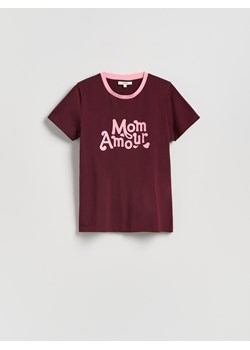 Reserved - T-shirt z nadrukiem - bordowy ze sklepu Reserved w kategorii Bluzki damskie - zdjęcie 188247475