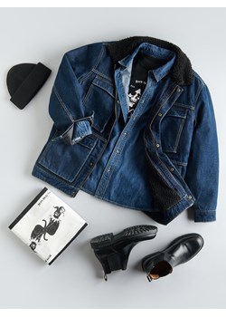 Reserved - Kurtka sherpa z kołnierzem - granatowy ze sklepu Reserved w kategorii Kurtki męskie - zdjęcie 188247479