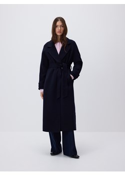Reserved - Płaszcz handmade z wełną - granatowy ze sklepu Reserved w kategorii Płaszcze damskie - zdjęcie 188247536