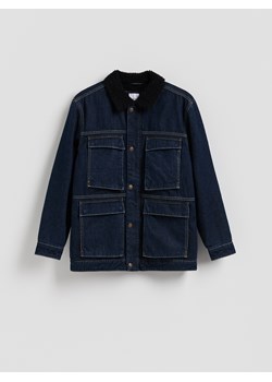 Reserved - Kurtka sherpa z kołnierzem - granatowy ze sklepu Reserved w kategorii Kurtki męskie - zdjęcie 188248496
