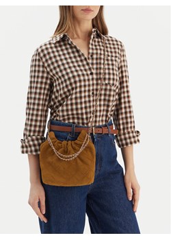 Torebka Tory Burch Fleming Suede Mini Hobo Bag 166066 Brązowy ze sklepu eobuwie.pl w kategorii Torebki worki - zdjęcie 188248989