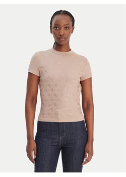Guess T-Shirt W4BI26 J1314 Beżowy Regular Fit ze sklepu MODIVO w kategorii Bluzki damskie - zdjęcie 188256027
