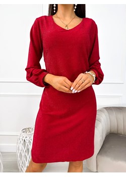 Czerwona Połyskująca Sukienka ze sklepu ModnaKiecka.pl w kategorii Sukienki - zdjęcie 188262576