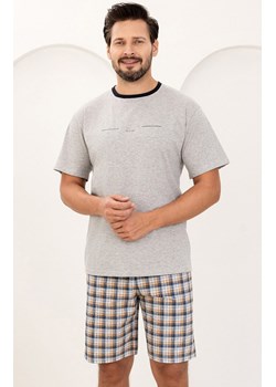 Bawełniana piżama męska szary melanż 502, Kolor szary melanż-wzór, Rozmiar M, Regina ze sklepu Intymna w kategorii Piżamy męskie - zdjęcie 188264428