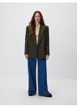 Reserved - Dwurzędowa marynarka - ciemnozielony ze sklepu Reserved w kategorii Marynarki damskie - zdjęcie 188266806