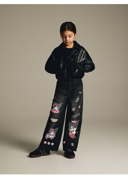 Reserved - Jeansy super wide leg Kuromi - szary ze sklepu Reserved w kategorii Spodnie dziewczęce - zdjęcie 188266886