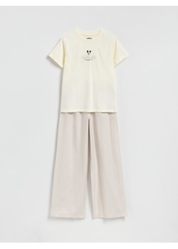 Reserved - Dwuczęściowa piżama Mickey Mouse - beżowy ze sklepu Reserved w kategorii Piżamy damskie - zdjęcie 188267127