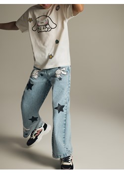 Reserved - Jeansy super wide leg Cinnamoroll - niebieski ze sklepu Reserved w kategorii Spodnie dziewczęce - zdjęcie 188279716