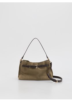 Reserved - Zamszowa torebka na ramię - beżowy ze sklepu Reserved w kategorii Torebki damskie - zdjęcie 188279789