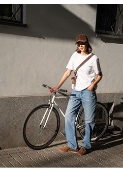 Reserved - T-shirt oversize z merceryzowanej bawełny - biały ze sklepu Reserved w kategorii Bluzki damskie - zdjęcie 188279896