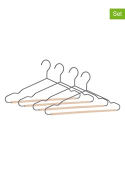 Bizzotto Wieszaki (4 szt.) w kolorze antracytowo-beżowym na ubrania - 41,5 x 20 cm ze sklepu Limango Polska w kategorii Szafy - zdjęcie 188281225